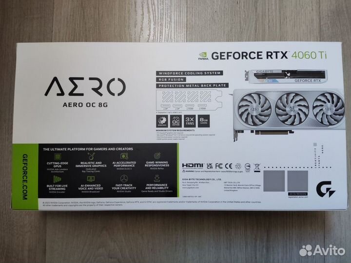 Видеокарта gigabyte GeForce RTX 4060 Ti aero OC 8G