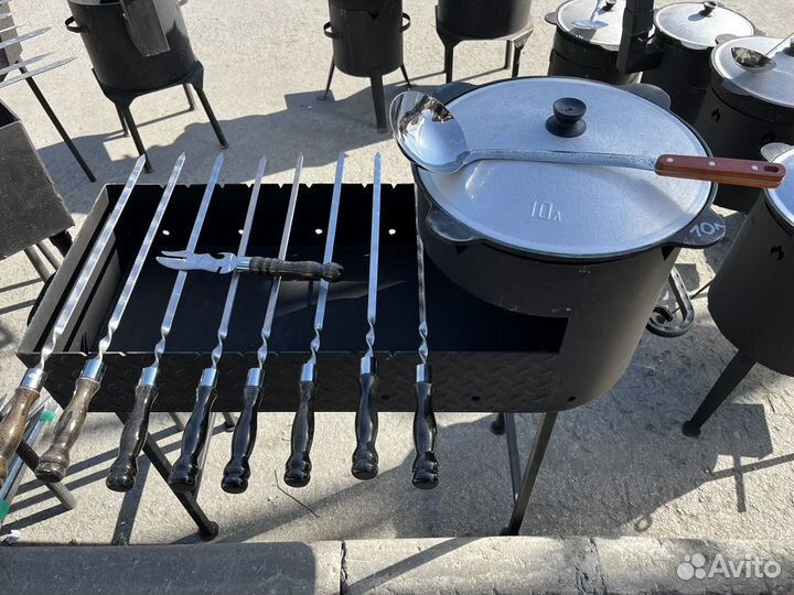 Казан 10л + мангал + половник + краги