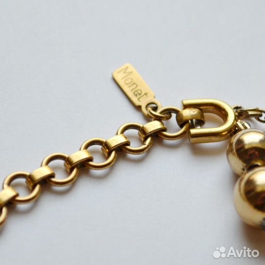 Винтажное колье monet, знак копирайта, золотистого