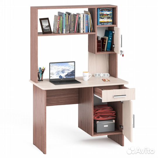 Стол письменный с надстройкой С-мд-1-09Н цвет ясен