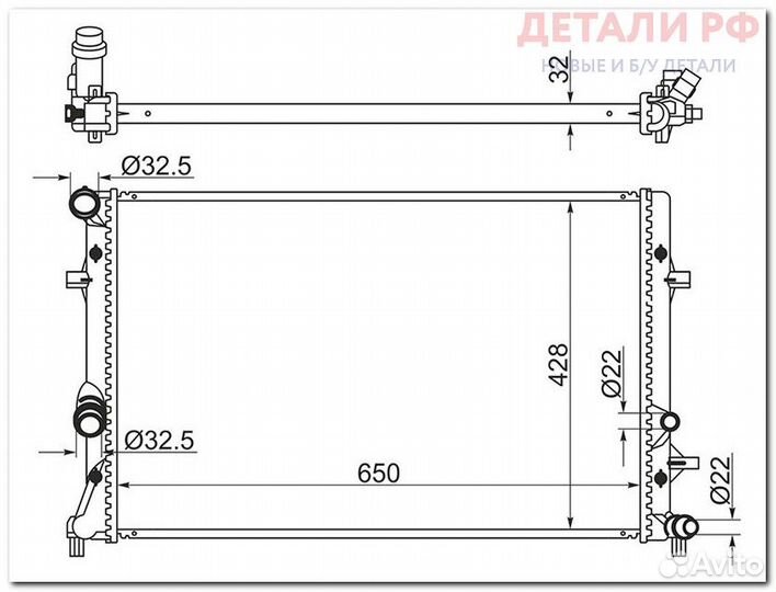 Радиатор Audi A3 03-13 / Skoda Octavia 04-13 / Volkswagen Golf 08-16 / Jetta 10-19 / Audi S3 08-12