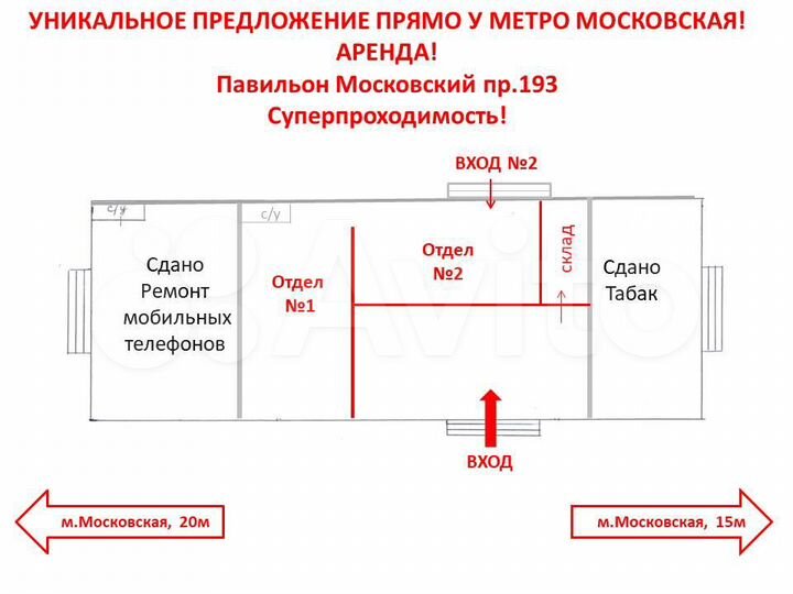 У Метро Московская-отдел в павильоне,суперпроход