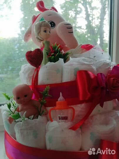 Торт из памперсов подарок на выписку