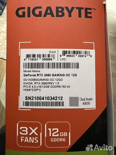Видеокарта gigabyte geforce rtx 3060 12 гб