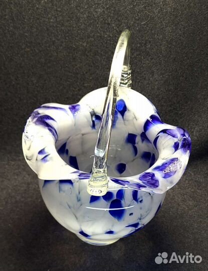 Ваза с ручкой,корзинка,Выдувное, Гутная техника