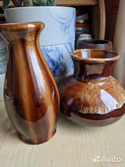 Вазочка керамика эмаль и стекло СССР