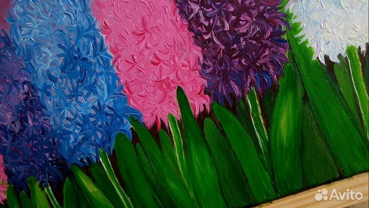 Интерьерная картина маслом Гиацинты 45*35см