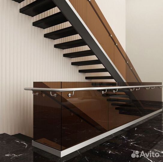 Ограждение для лестницы стеклянное