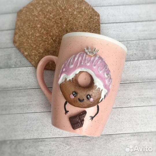 Кружка с декором 3D ручная работа