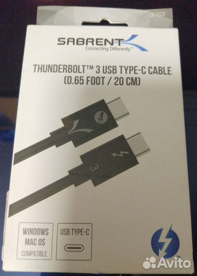 Кабель Sabrent Thunderbolt 3 100Вт 0,2 м