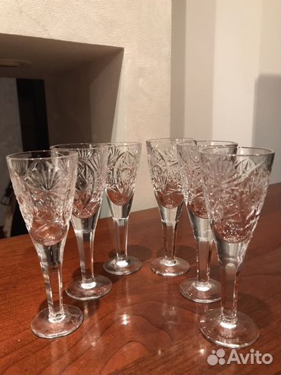 Хрустальные рюмки СССР 6 шт