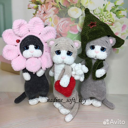 Вязаные игрушки ручной работы Кот