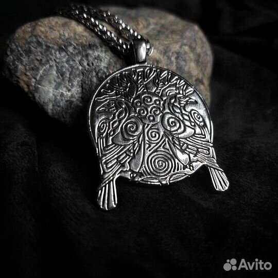 Вороны Одина (Хугин и Мунин) - стальной кулон