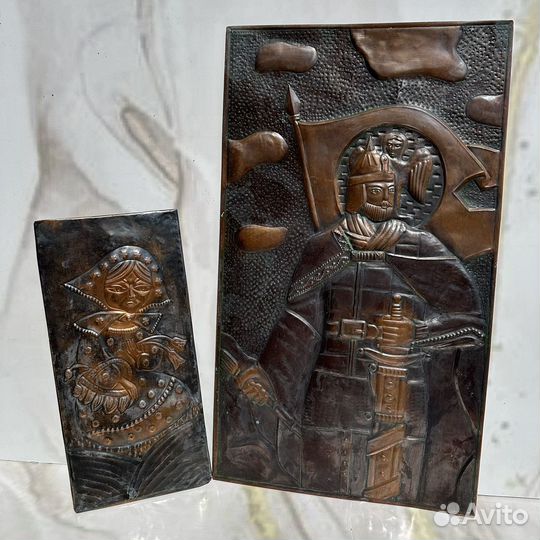 Чеканки панно СССР, набор из 2х штук