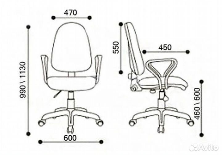 Кресло компьютерное Престиж. кожзам черный. Новые