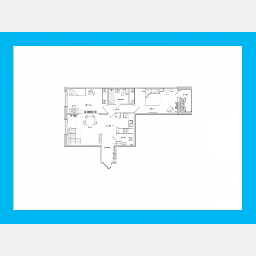 2-к. квартира, 73 м², 14/14 эт.