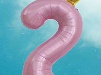 Воздушный шар цифра 2 розовый с короной