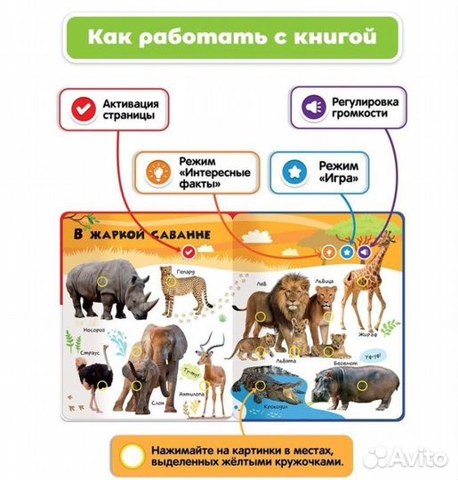 Книга нажималка Животные