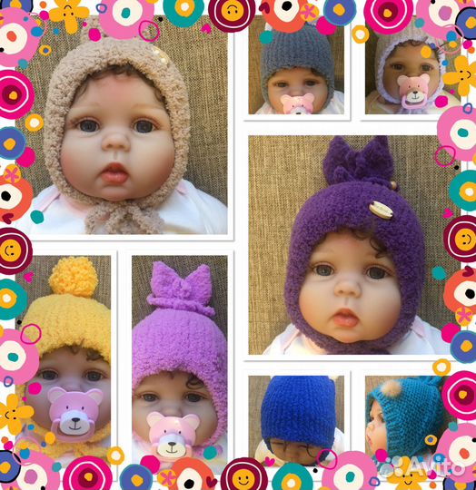 Шапочка и пинетки для новорожденного