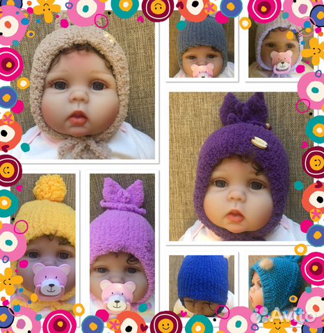 Шапочка и пинетки для новорожденного