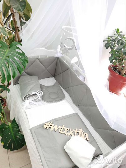 Комплект в Кроватку плоские бортики сатин