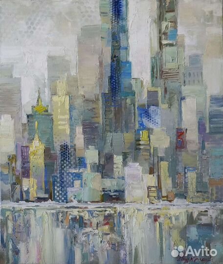 Картина Маслом на холсте Яркий Город Живопись