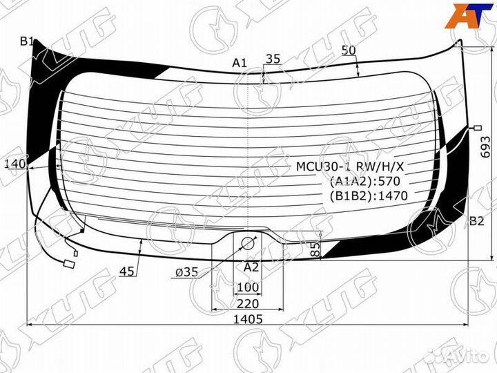 Стекло заднее Toyota Harrier U3