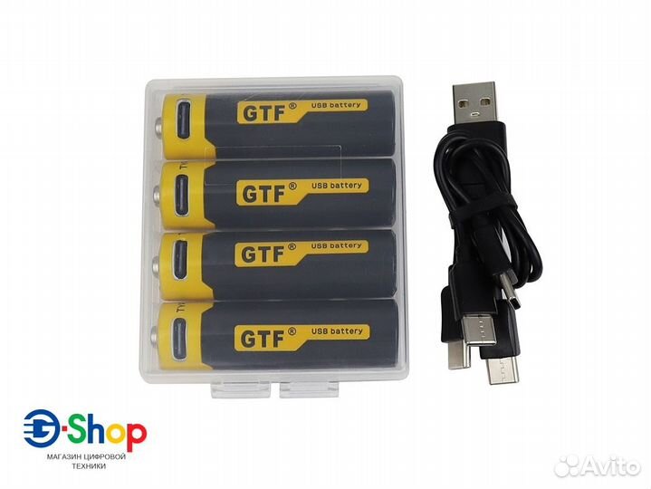 Аккумуляторы GTF AA/AAA Li-Ion 1.5V 750мАч Type-C