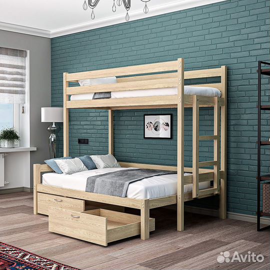 Двухъярусная детская кровать из массива