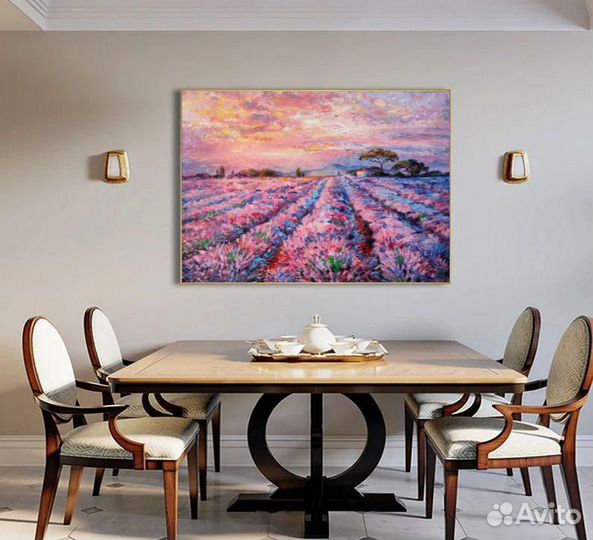 Картины маслом Пейзаж цветы Лавандовое поле