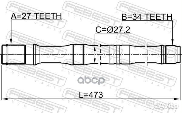 Полуось volkswagen tiguan 07- прав. 2312-tigrh