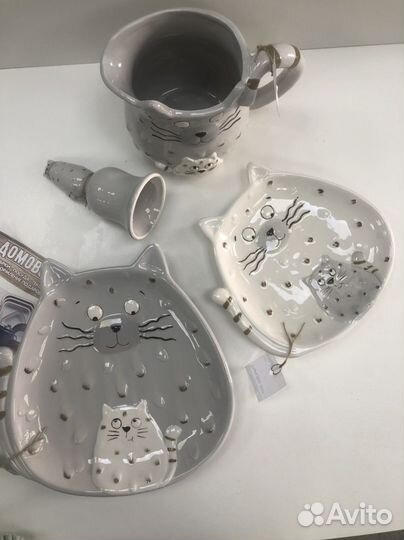 Керамика блюдо кувшин котики