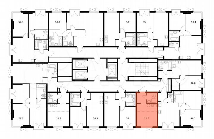 Квартира-студия, 22,5 м², 21/24 эт.