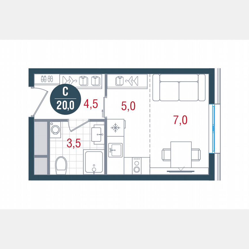 Квартира-студия, 20 м², 14/26 эт.