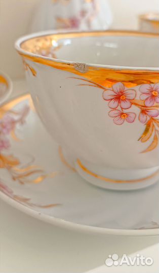 Сервиз чайный Дулево фарфор Голубая роза 16 пр