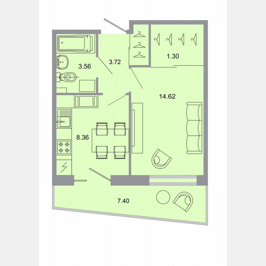 1-к. квартира, 32,8 м², 14/15 эт.