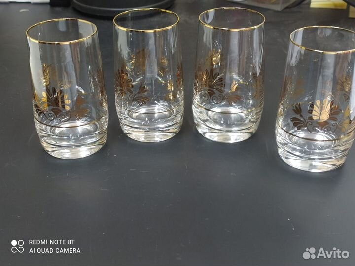 Стаканы богемия с позолоченными рисунком
