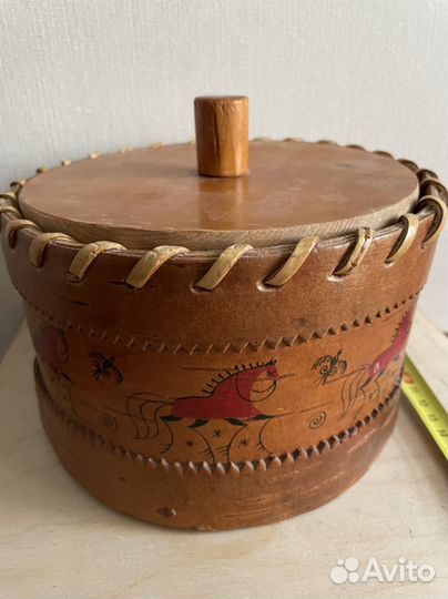 Берестяной туес подлинная мезенская роспись