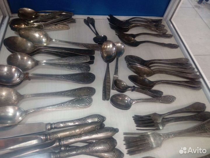 Мельхиоровые ложки вилки разные рисунки