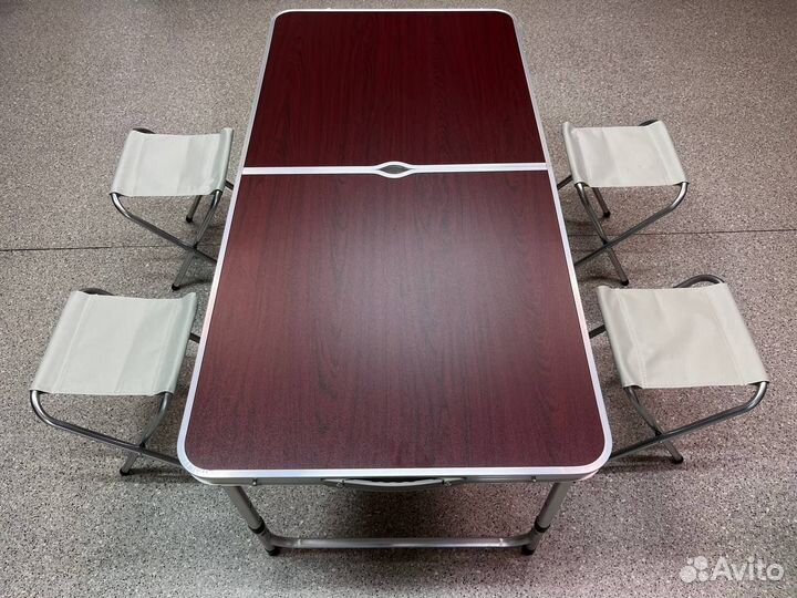 Стол складной туристический + 4 стульчика (под дер