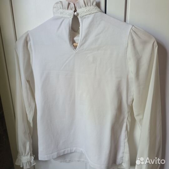 Блузка белая для девочек 140см