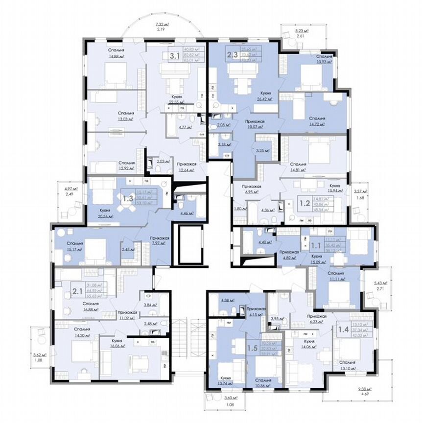 1-к. квартира, 53,1 м², 9/9 эт.