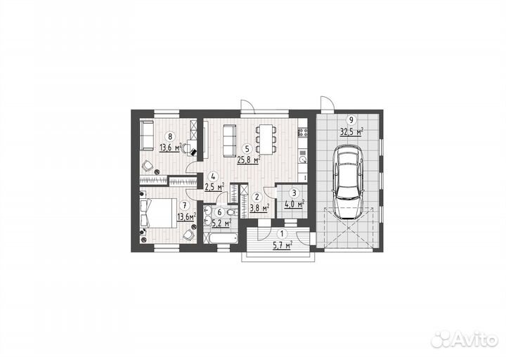 Дом с гаражом 140м2. Строительство под ключ