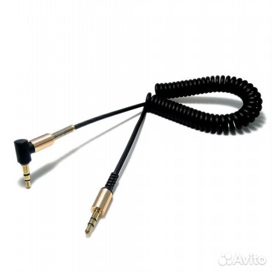 Кабель AUX 3,5-3,5 угловой пружина