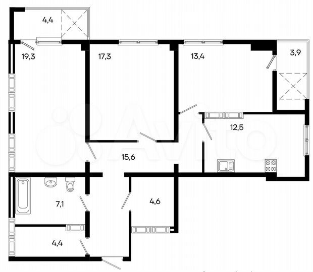 3-к. квартира, 102,5 м², 15/16 эт.