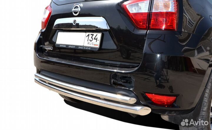 Защита заднего бампера Nissan Terrano 2015 двойная