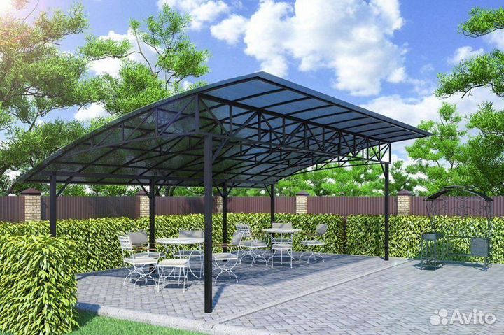 Навес поликарбонат / профнастил