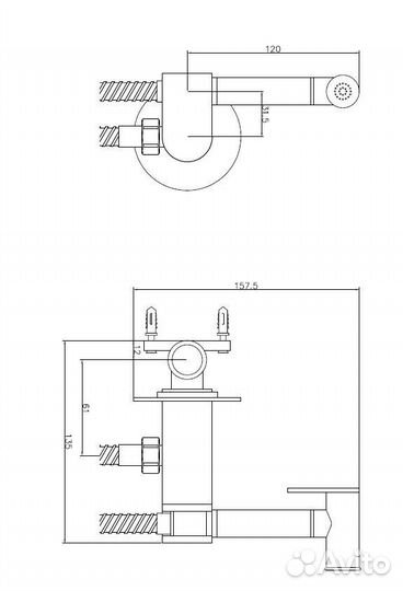 Смеситель скрытого монтажа esko с гигиеническим д