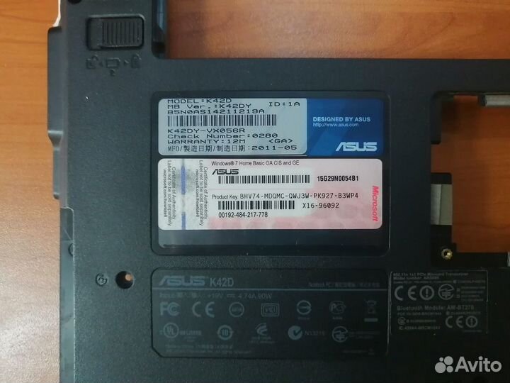 Поддон Asus k42d