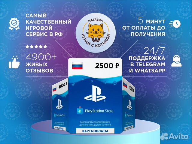 Карта Пополнения PS Store Карта Оплаты PSN 2500 РФ купить в Санкт ...